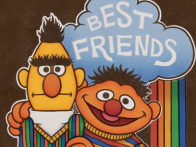 BFF's 70s bert ernie hand lettering illustration retro typography vintage