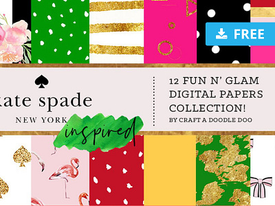 Kate Spade Inspired Digital Prints christmas creation design digital download free freebie glam graphic hand hand crafted handmade illustration image images jpg papers premade present set