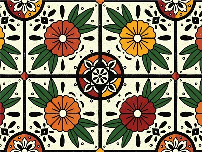 Flower Tile color floral flowers geometric illustration illustrator morallaurel pattern procreate spanish spanishtiles symmetrical symmetry tile tiles traditional