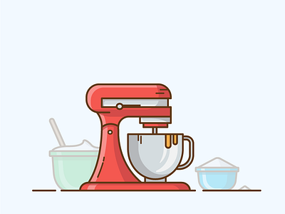 Baking Mixer baked goods baker bakery bakeshop baking blender conception design flat design flavor food graphic design illustration kitchen kitchenaid logo mixer pastry sugar vector