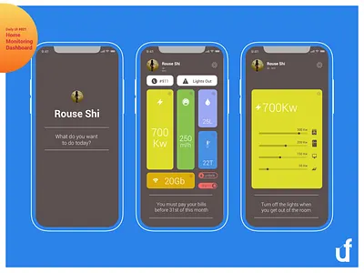Daily UI #021 // Home Monitoring Dashboard app concept daily 100 challenge daily ui 021 dailyui design digital home ui uidesign userinterface userinterfacedesign ux