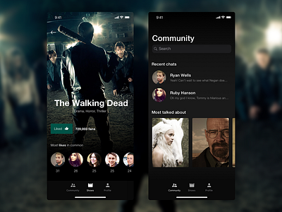 Movie Social app concept dailyui dark film iphonex social tv ui ux