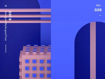 C4D+ 020 3d blue c4d geometric pink