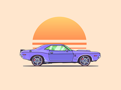 Classic 1970 Dodge Challenger art car illustration classic car colors design dodge dodge challenger graphic art graphic design illustration illustration art illustrator