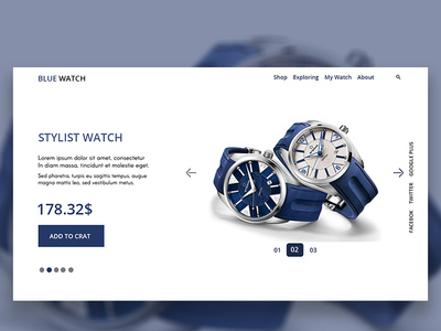 Watch Blue header section app deagin branding design e commerce hader hader exploration illustration typography ui uiux