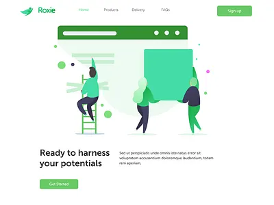 Roxie branding design gradient green hero illustration logo user interface vector