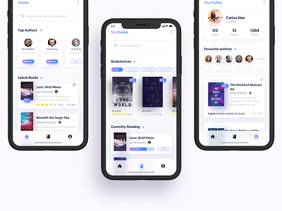 Book App UI app book book app dailyui goodreads goodreads app interface ios iphone x purple ui ui deisgn