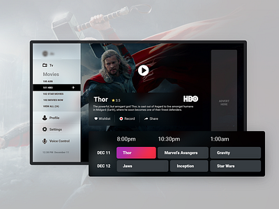 TV UI Concept hero stats tv typography ui ui ux design ui pack ui pattern