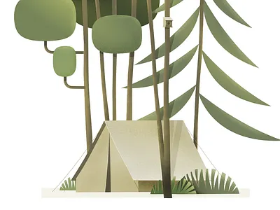 Camp life camp children art forest illustration tent trees woods