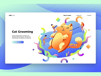 Cat Grooming - Banner & Landing Page app banner business cat banner cat grooming concept concept app development icon icons illustration landing landing page page poster strategy technology vector web app website