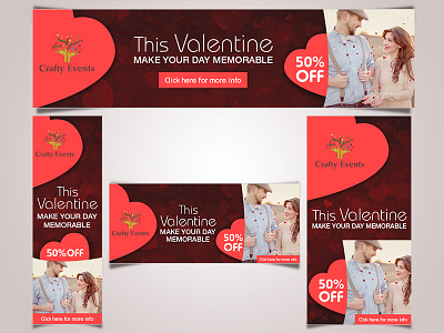 Valentine's Day banners banner banner ads campaign creative design digital banner facebook ads google ad banner google adwords social campaign typography valentine card valentine day webbanner