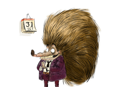 Office Animals - Mitch (Inktober 2018) animal character character design digital painting hedgehog illustration inktober job office payday photoshop work