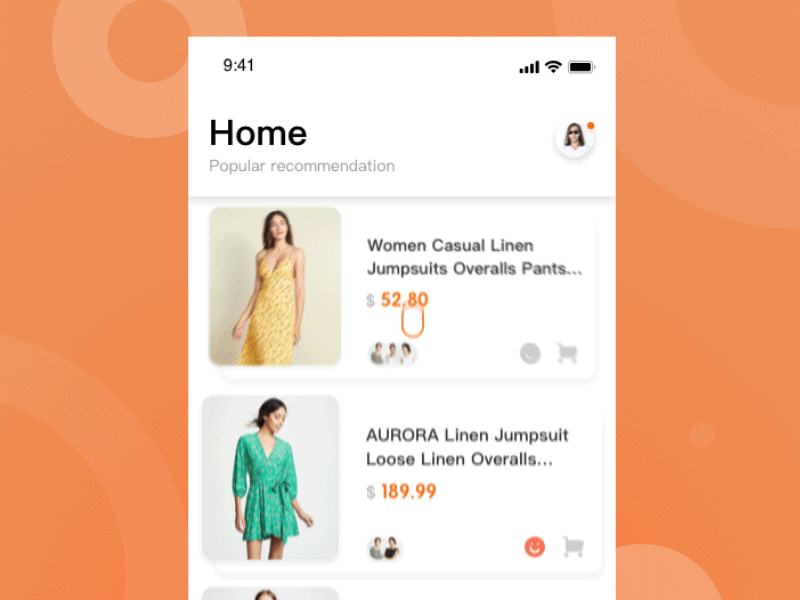 E-commerce interaction app ui ux