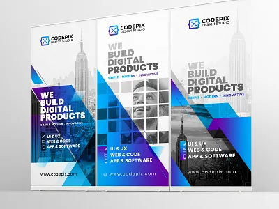 Banner ad advert advertisement banner banners box colorful colors commercial corporate creative dark design display gradient graphic memphis modern photoshop print ready