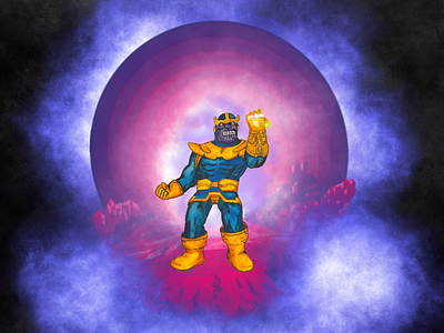 Thanos and the Infinity Gauntlet comic digital art fantasy infinity gauntlet infinity war marvel painting space thanos villain vormir watercolor