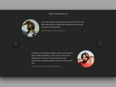 Aim Astra | Testimonials Page adventure design mentors reviews testimonials ux ui