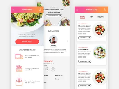 Fresh produce delivery app card delivery design ecommence food introduction landing page mobile order ui ux