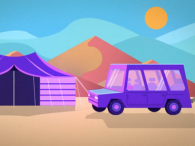 Tazweed Car Video - Screenshot 2 after effects animation camping cars design illustration illustrator middle east motion design qatar sand dunes tent