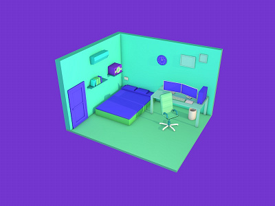 My Room c4d low poly art my room