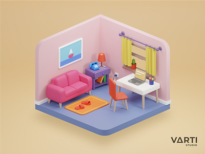 3D Room Illustration 3d 3dart 3dimage art blender blender3d concept design graphic design illustration image portfolio ui