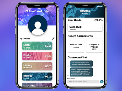 Classroom App biology classroom debut ios ios design school school app