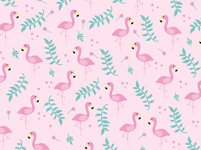 Flamingo Wallpaper background design flat illustration leaves pattern vector wallpaper