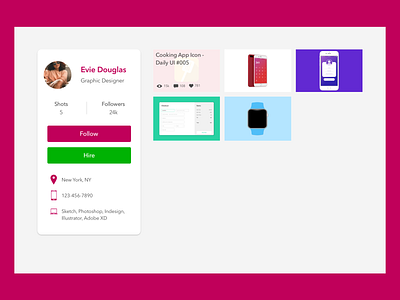 Daily UI #006 - Profile dailyui dailyui 006 dribble profile redesign
