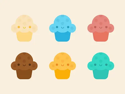 Cute Kawaii Muffins cute flat illustration kawaii muffin vector