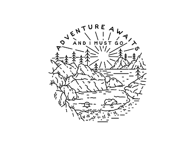 Monoline Landscape badge badge design badge logo black and white landscape landscape design landscape illustration logo logo design monoline nature vintage