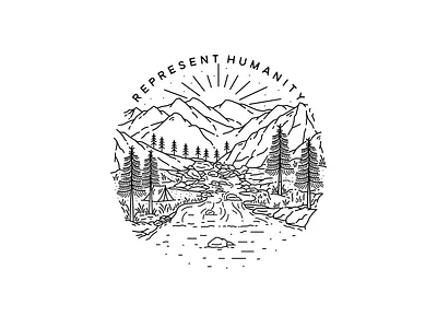 Monoline Landscape badge badge design badge logo black and white black and white logo landscape landscape design landscape illustration logo logo design nature vintage