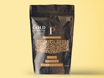 Packaging design for Pure Taste Pellets black pouch pack package package design packaging packaging design pellets pouch puch design wood wood pelletes