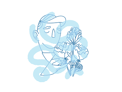 🖼 Exhibition #6 abstract blue clean design flower hand illustration man minimalist poetic procreate