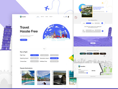 Travelinn | Agency Website agency agency landing page agency website bangladesh colors company site creative agency flight booking hotel landingpage purple sylhet ticket ticket booking travel travel agency traveling webdesign website