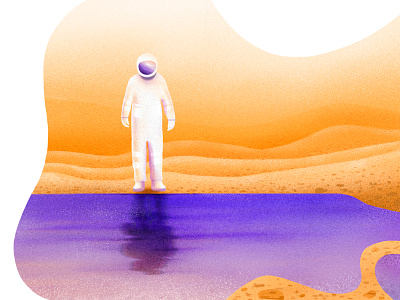 Water on Mars brush color colors design digital gradient graphic illustration mars mountain shadow space spaceman texture water