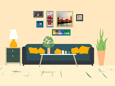 Sofa sketch green illistration sketch sofa wall yellow