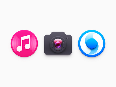 Icons app icon browser camera camera icon camera lens mac icon macos icon osx icon music music icon music player note realistic sandor skeu skeuomorph skeuomorphism sonic sound wave tai chi ui icon user interface icon ux icon