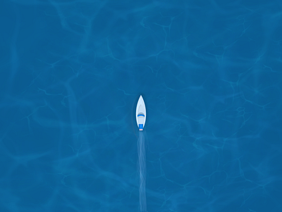Riding the sea blue boat flat illustration sea