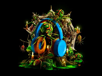 Spiders for Allo 3d corona dark illustration mystical render spiders
