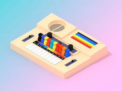 Muson Synthesizer 3d blender illustration low poly lowpoly minimalist music synthesizer