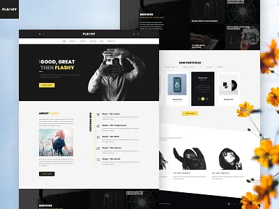 Creative Agency Yellow UI Theme abstract abstract design art black blog design bold bold design clean colors creative design fashion flower portfolio typography ui ux web design yellow