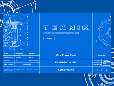 TEKNIK mechanical engineering services landing page blue print design interface landing page mechanical engineering mechanics service teknik ui ux design uid uxdesign uxresearch web