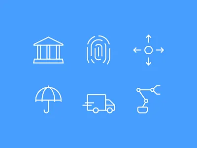 Industries banking icons industries insurance minimalist robot