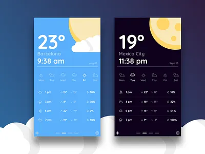 Weather app app concept app design day design illustration moon night sun ui ui ux ux weather weather app