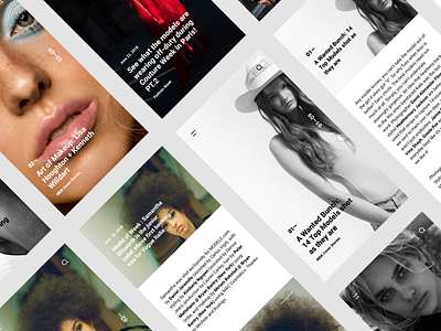 Models App Exp. fashion grey mobile models showcase ui ux white