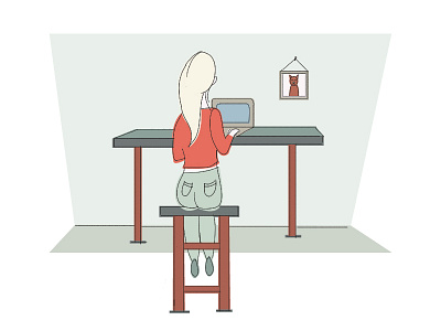 Illustration Challenge 2/5: Work design flat hand drawn icons illustration line pastel vector