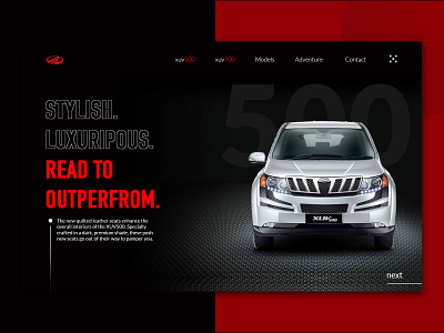 PRESENTING XUV 500 black brand car car booking clean design design ui ux ecomerce flat graphic grid blank read review ui