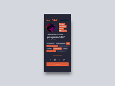 Profile Page mobile profile ui ux design