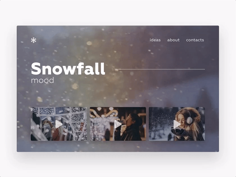 Snowfall good design figma figmadesign firstscreen landing mood site snowfall typography uxui uxuidesign web webdesign winter