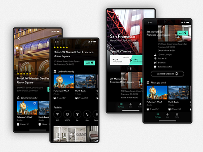 FLYT - Hotel Detail app booking branding concept daily ui dark holiday iphonex mock up san francisco ui ux
