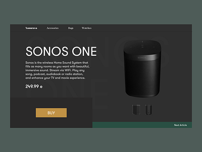 Sonos UI clean color dark landing minimal page player web website